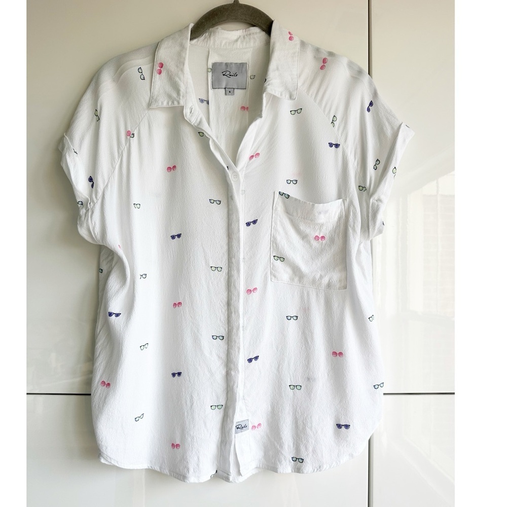 Rails Chase Sunglass Print Short Sleeve Button-Up… - image 2